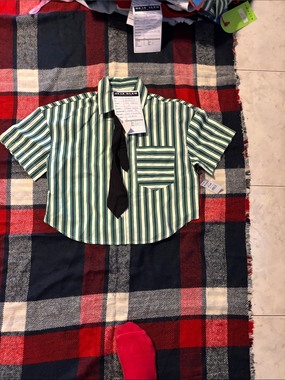 RLX Ralph Lauren Green & White Striped Short-Sleeve Button-Down Shirt